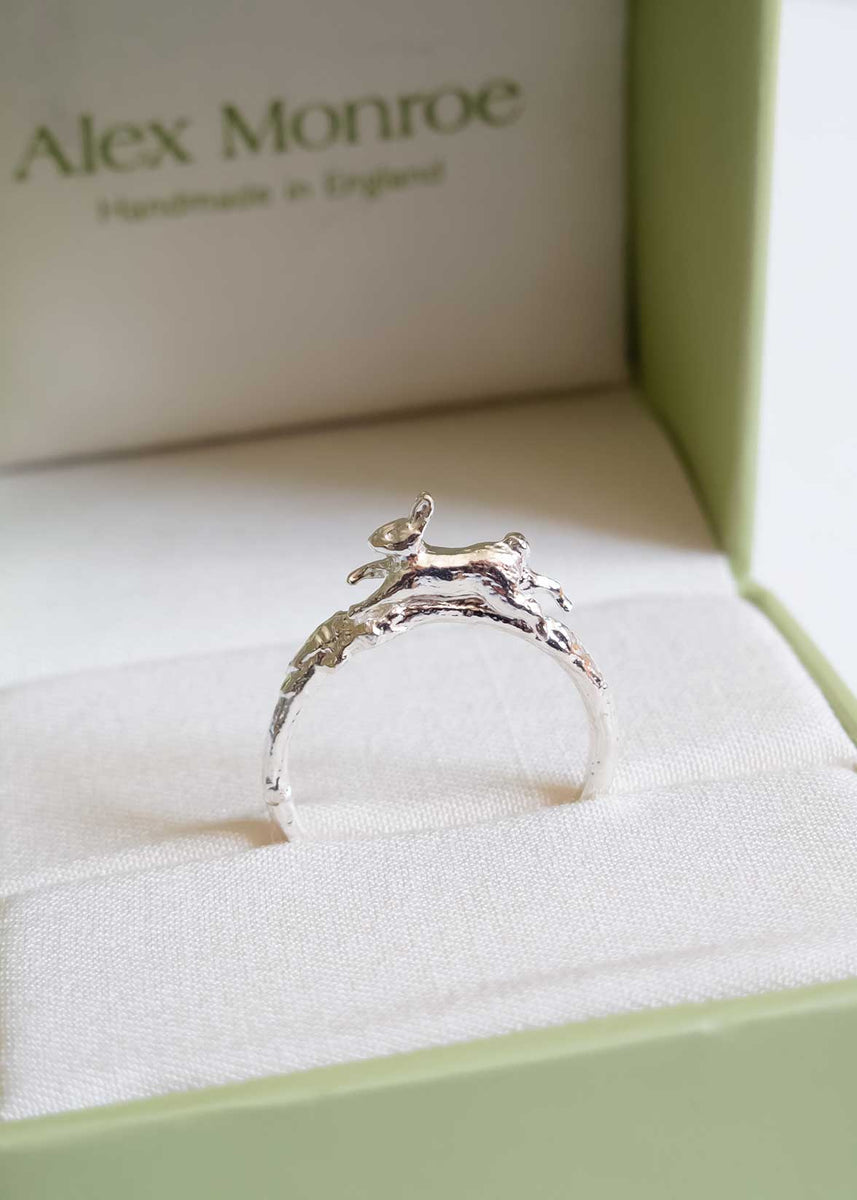 Alex Monroe Sterling Silver Leaping Rabbit Ring – Minzuu