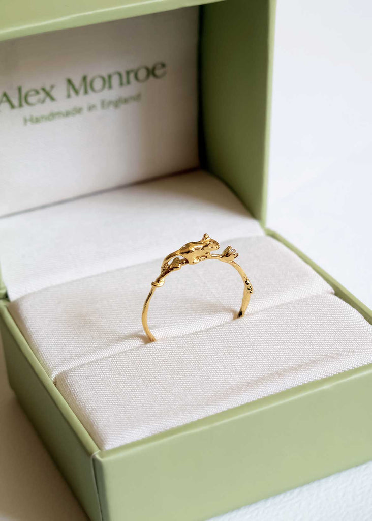 Alex Monroe Mouse & Diamond Ring