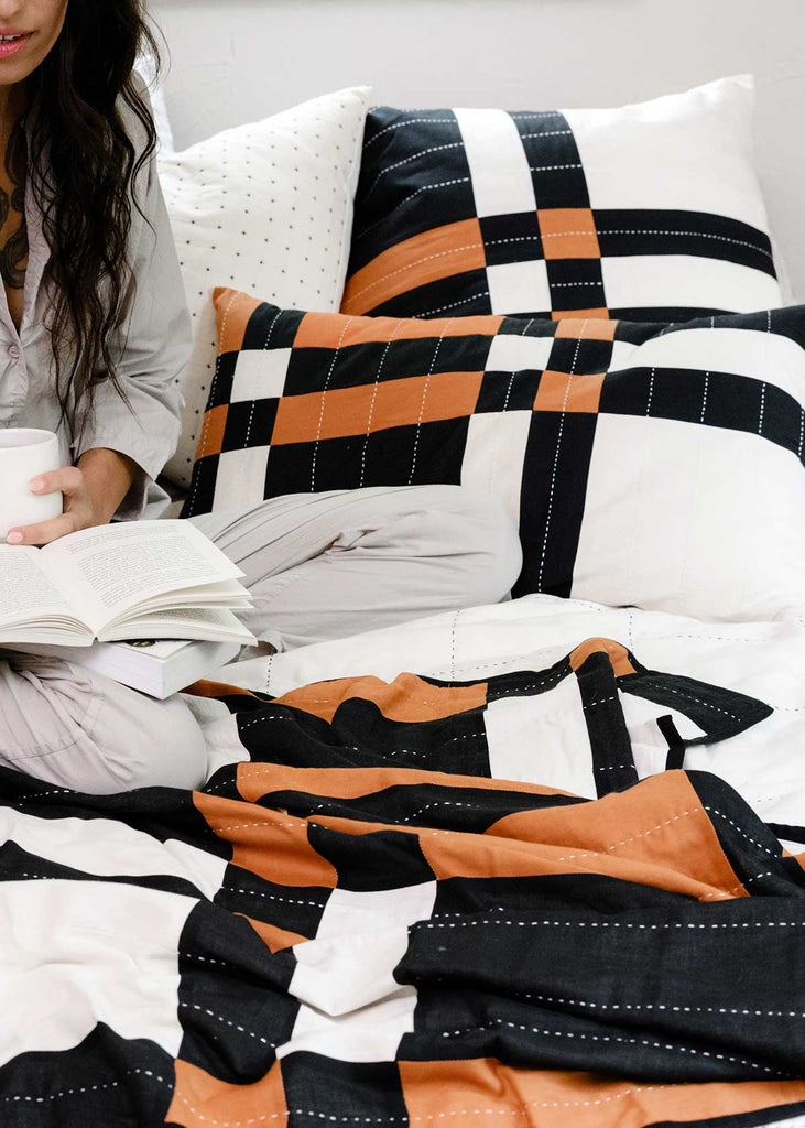 Anchal Project Caramel Patchwork Quilted Throw