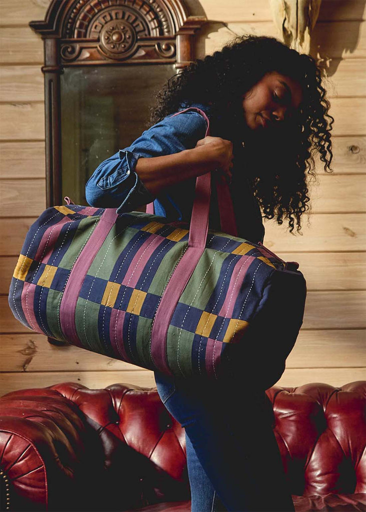 Anchal Lattice Canvas Duffle Bag, Berry