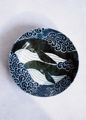 Blue Whale Waves Serving Bowl