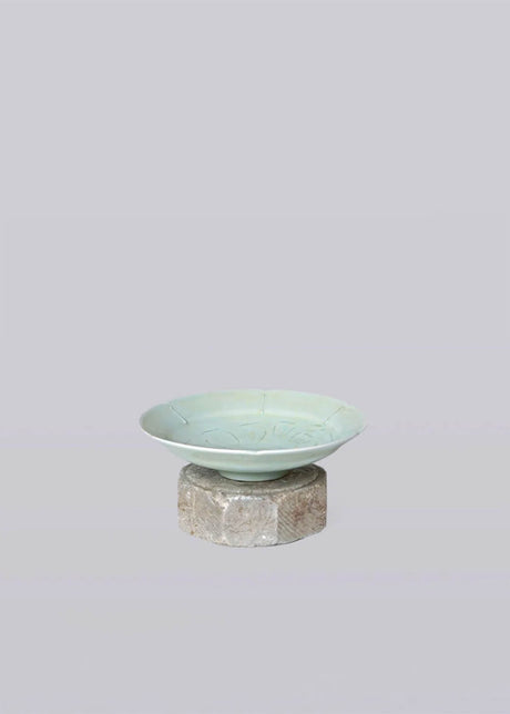 Cobalt Guild Celadon Porcelain Peony Dish