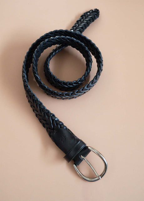 Dragon Diffusion Handwoven Leather 1" Belt, Black