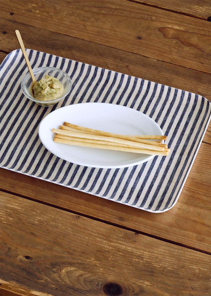 Fog Linen Work Charcoal Stripe Linen Tray