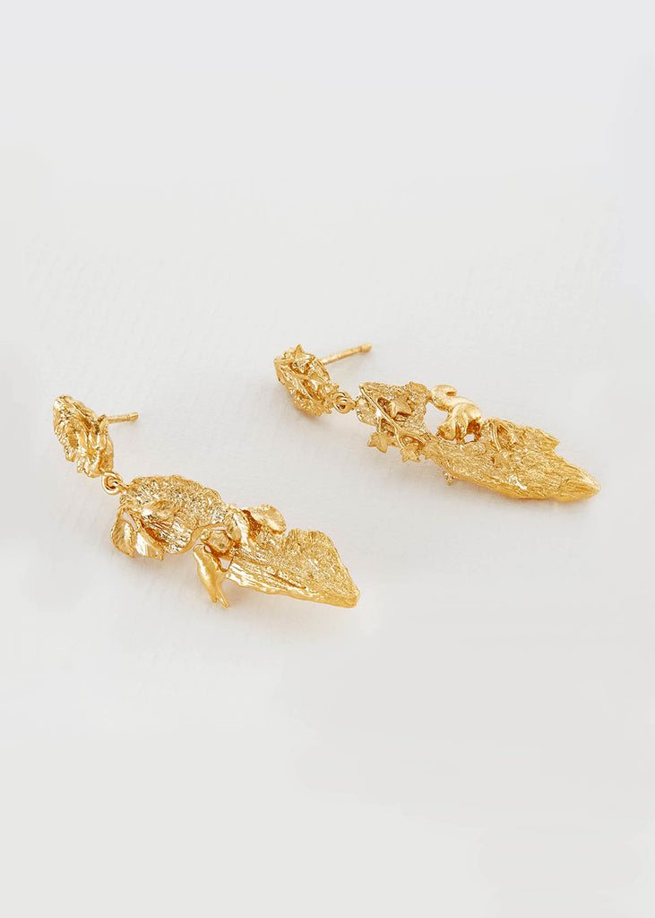 Alex Monroe Forest Life Bark Drop Earrings