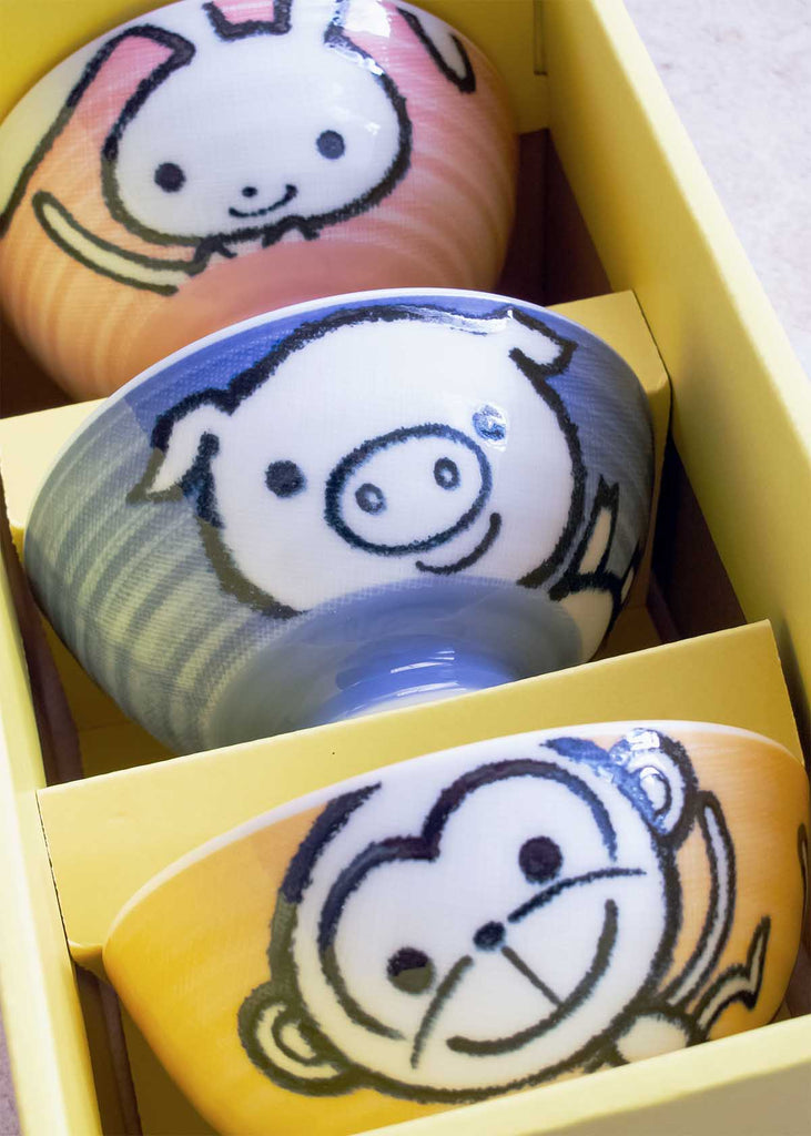 Whimsical Animal Bowl Gift Set Monkey Piggy & Bunny