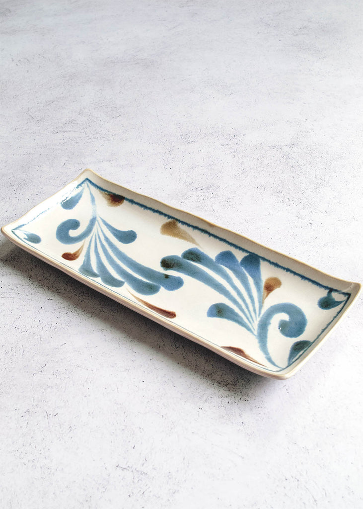 Indigo Vines Rectangle Plate