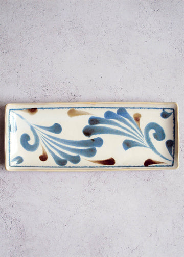 Indigo Vines Rectangle Plate