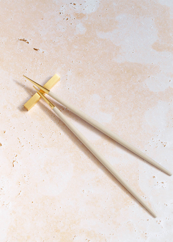 Cutipol Goa Chopstick Set, Ivory/Brushed Gold