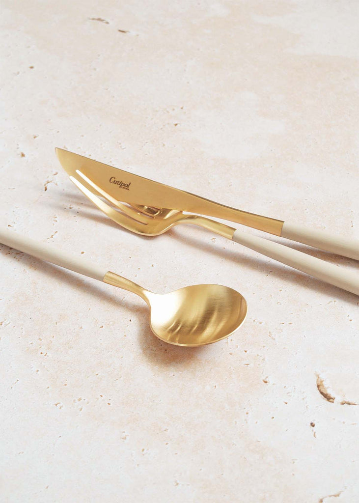 Cutipol 5pc Place Setting, Ivory/ Brushed Gold