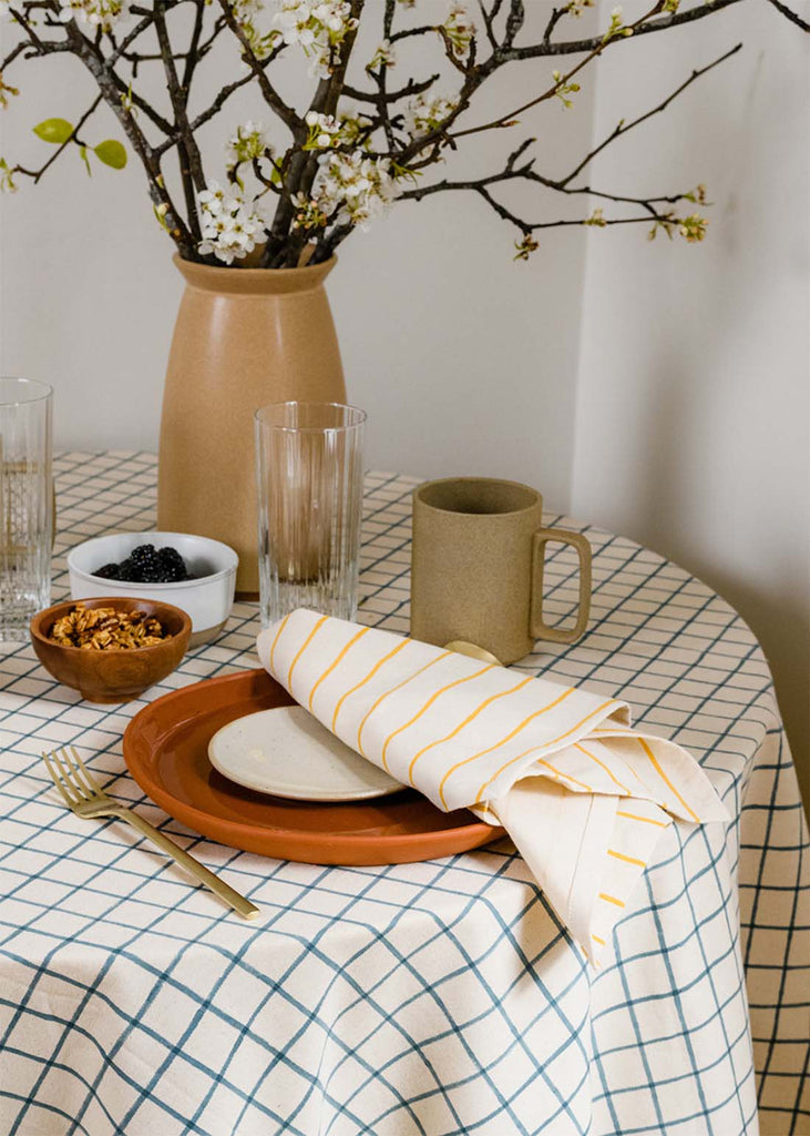 Anchal Block Print Grid Tablecloth