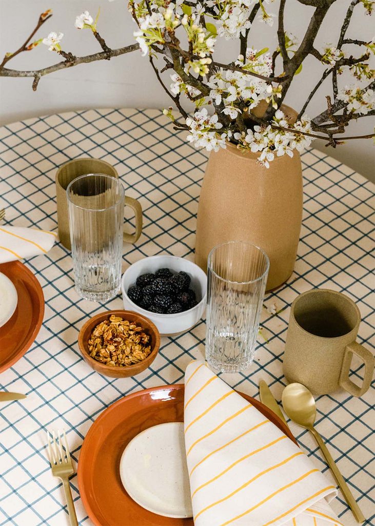 Anchal Block Print Grid Tablecloth