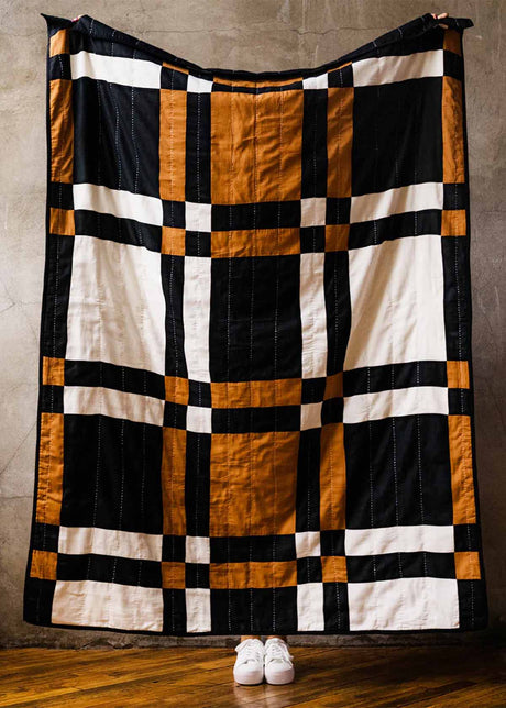 Anchal Project Caramel Patchwork Quilted Throw