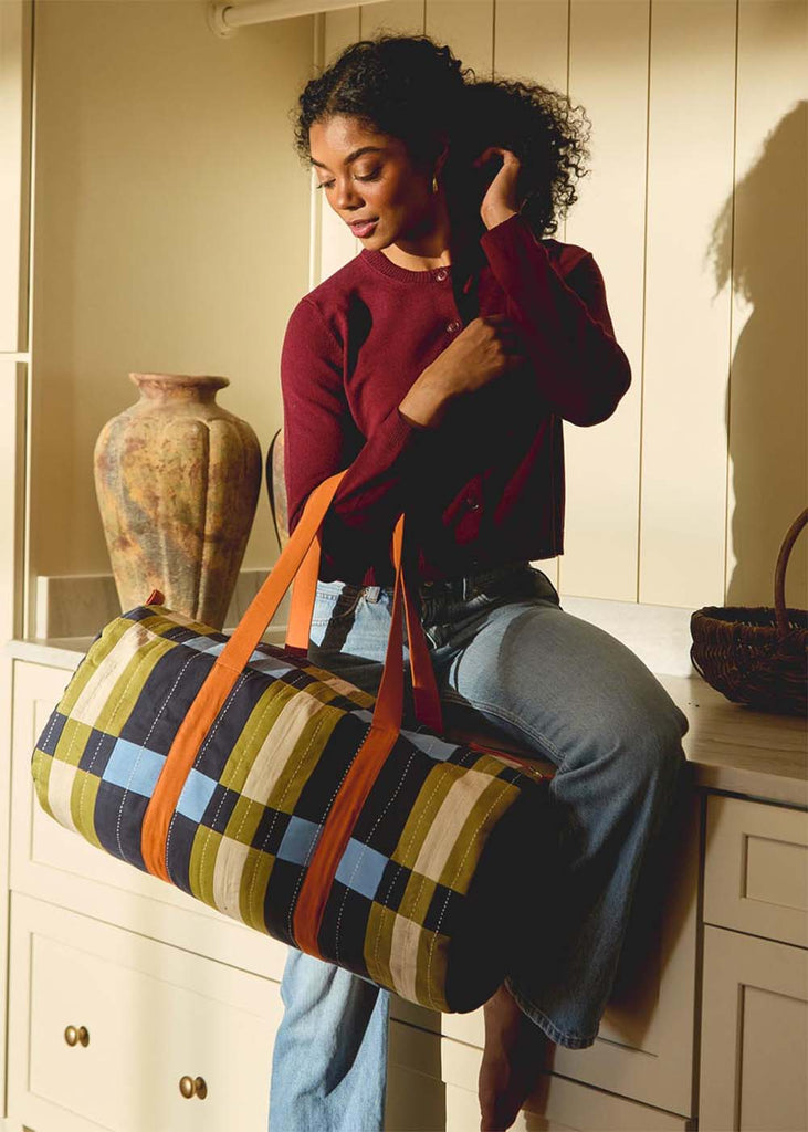 Lattice Canvas Duffle Bag, Navy