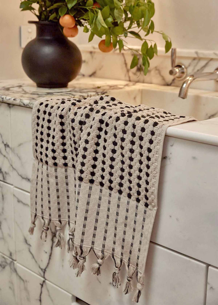 Saardé Chickpea Bath Collection, Stone/Black