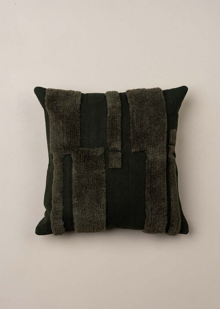 Saarde Abstract Wool Pillow, Forest