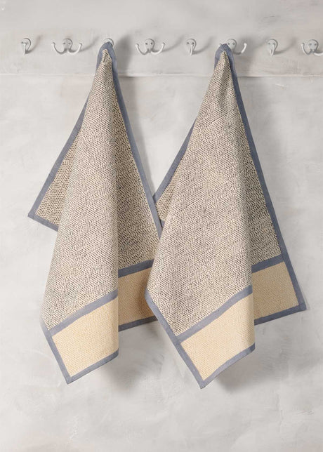 Sustainable Threads Block Printed Kitchen Towel, Lemon Raindrop