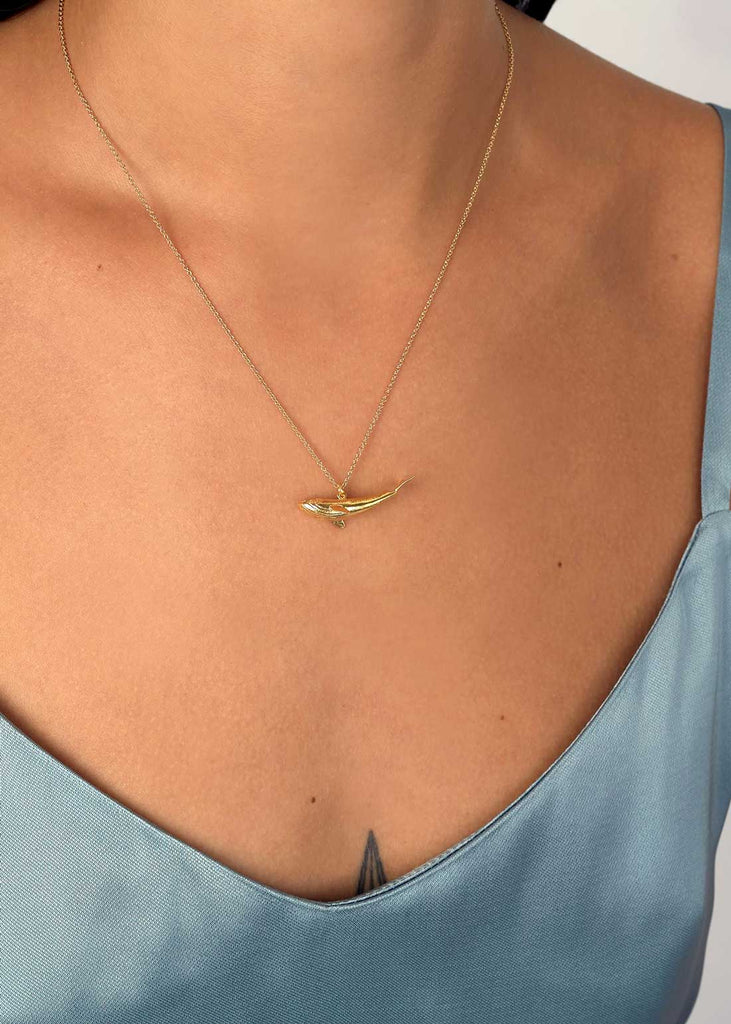 Alex Monroe Baby Blue Whale Gold Plated Necklace