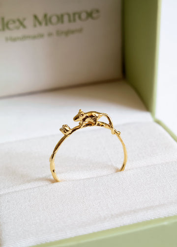 Alex Monroe Mouse & Diamond Ring