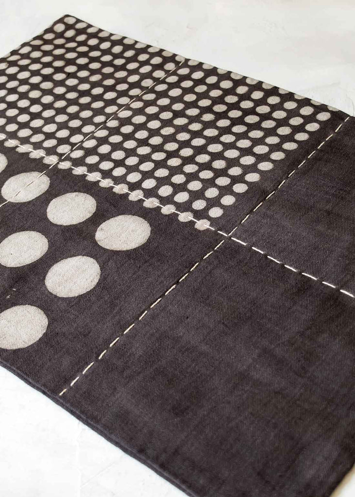 Handwork Studio Block Printed Circles Placemat, Charcoal