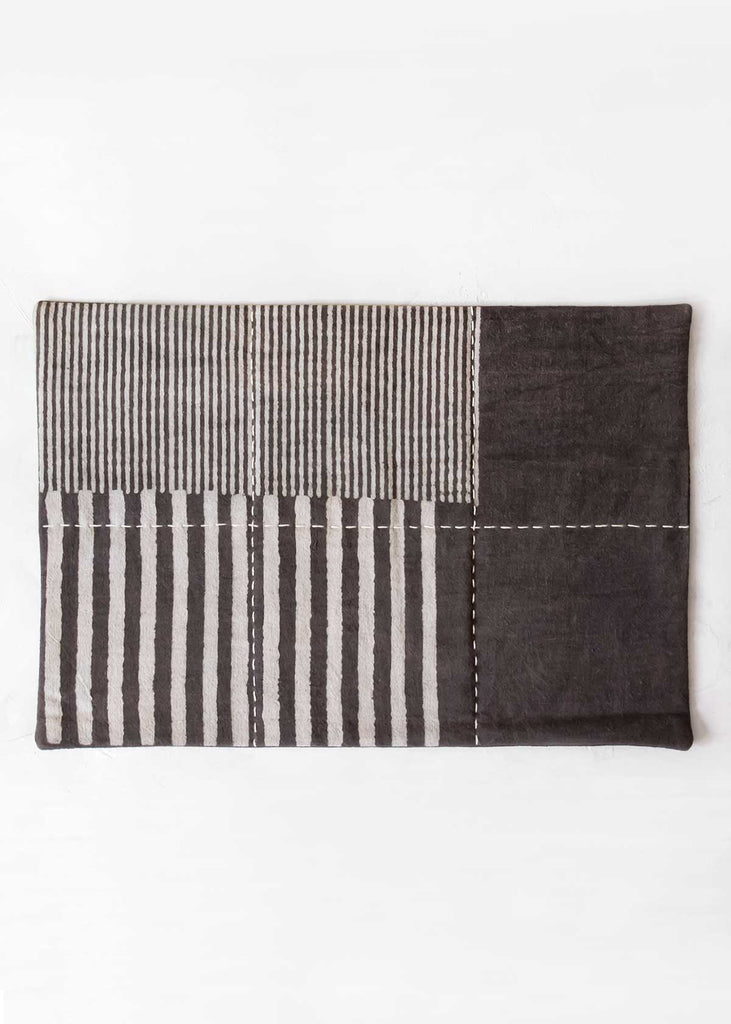 Handwork Studio Block Printed Stripes Placemat, Charcoal