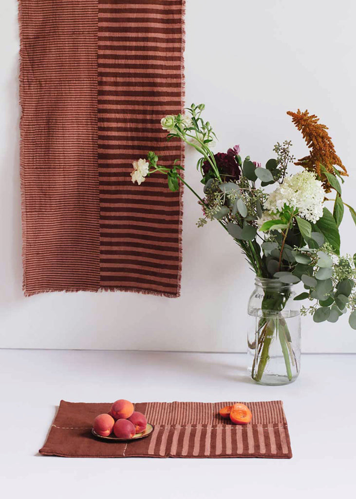 Handwork Studio Block Printed Stripe Placemat Terracotta