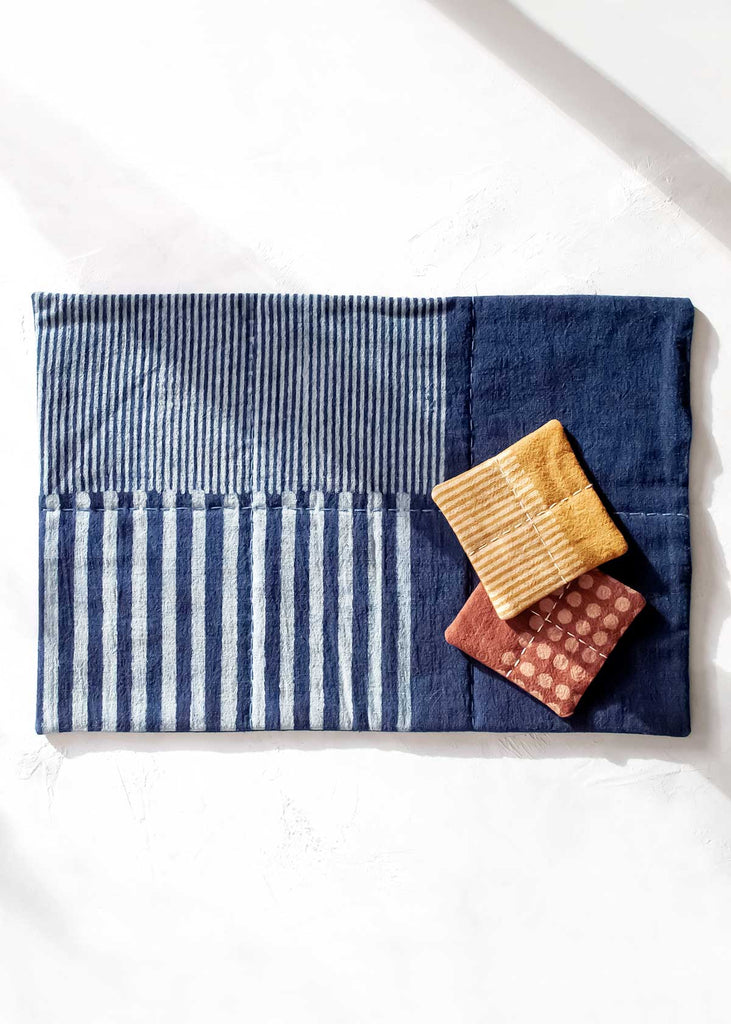 Handwork Studio Block Printed Stripes Placemat, Indigo