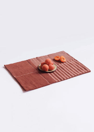 Handwork Studio Block Printed Stripe Placemat Terracotta