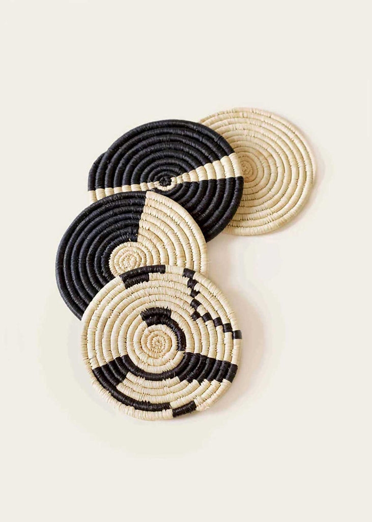 Indego Africa Natural & Black Mixed Coasters Set of 4