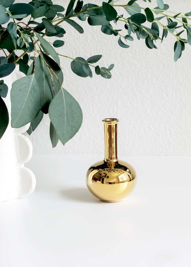 Middle Kingdom Porcelain Metallic Gold Mini Vase