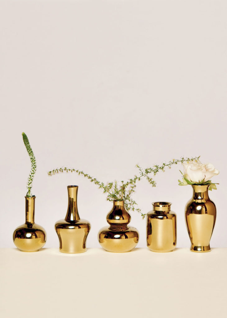 Middle Kingdom Porcelain Metallic Gold Mini Vase