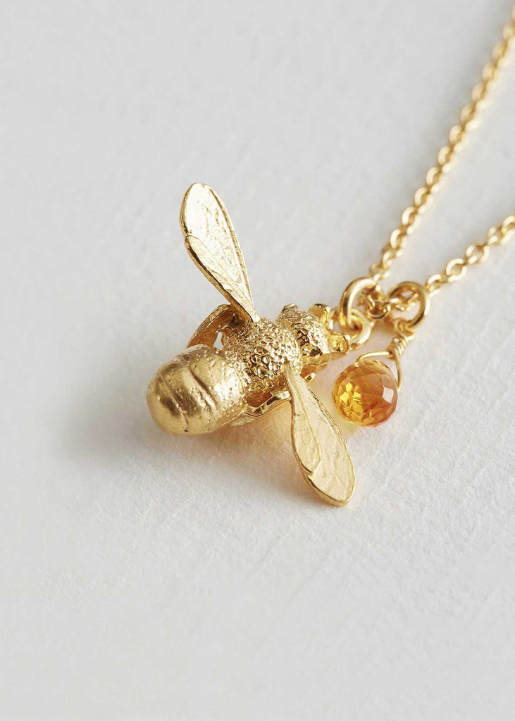Alex Monroe Gold Plated Honey Bee and Citrine Necklace