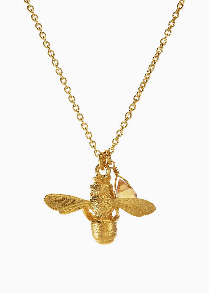 Alex Monroe Gold Plated Honey Bee and Citrine Necklace