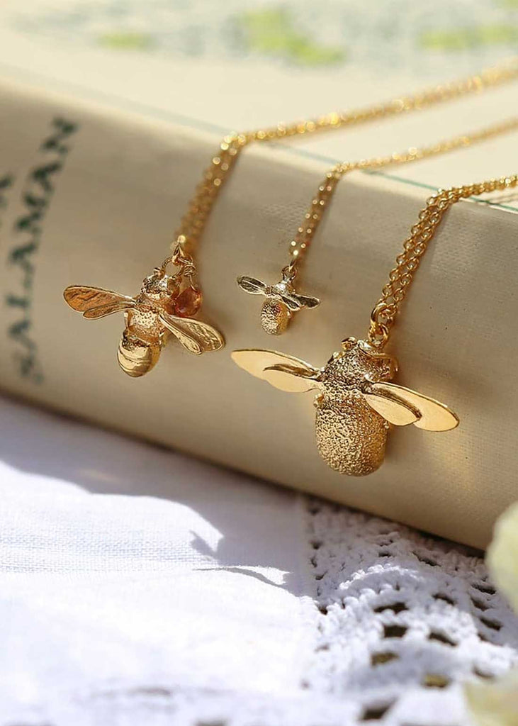 Alex Monroe Gold Plated Honey Bee and Citrine Necklace