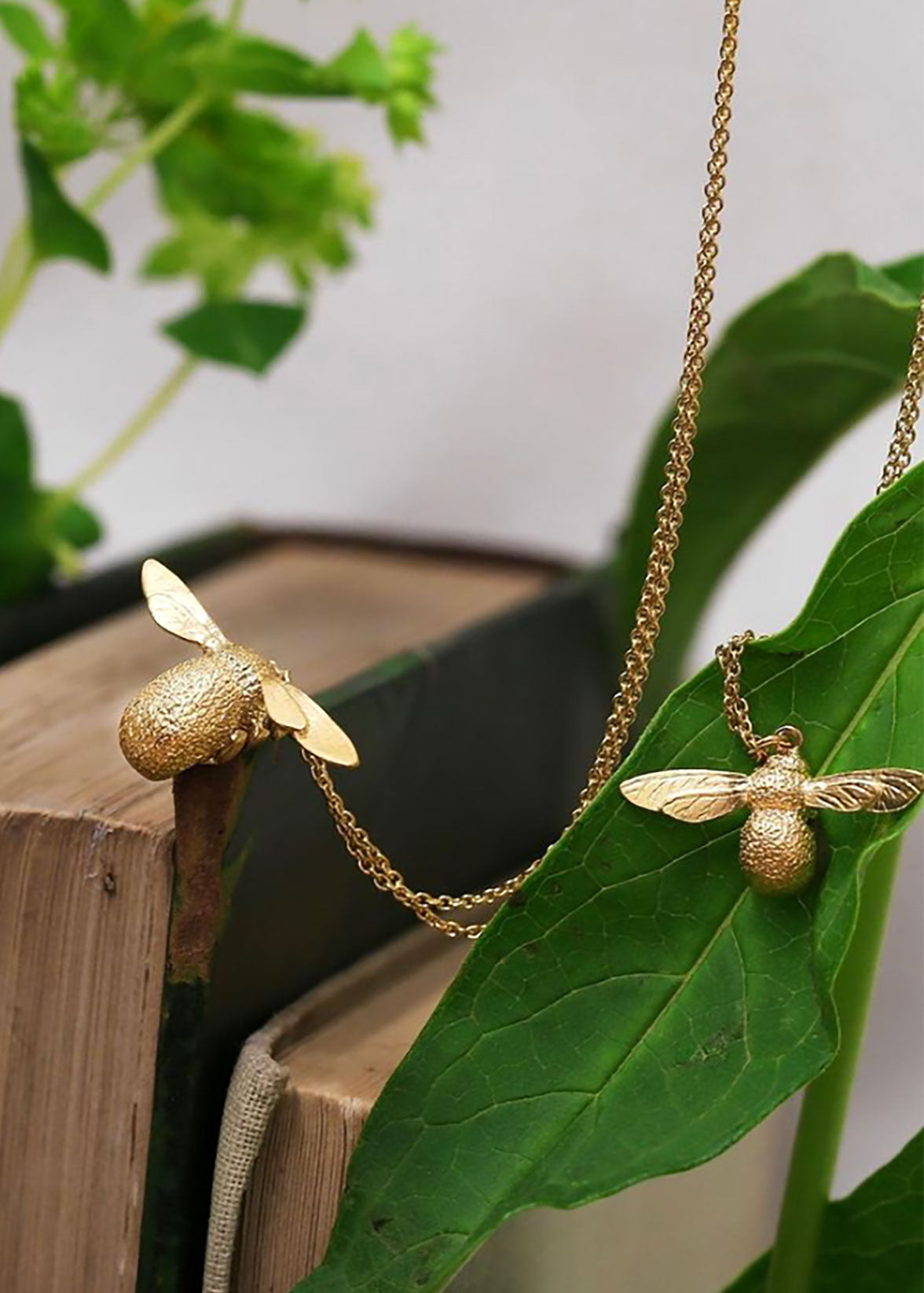 Large Gold Bee Pendant, Bumblebee Pendant, Bee Charm, 22K Matte Gold Plated