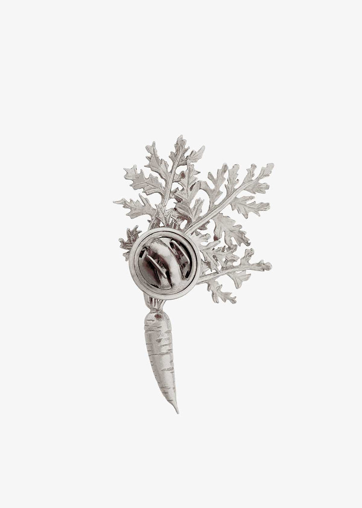 Alex Monroe Sterling Silver Leafy Carrot Pin Brooch