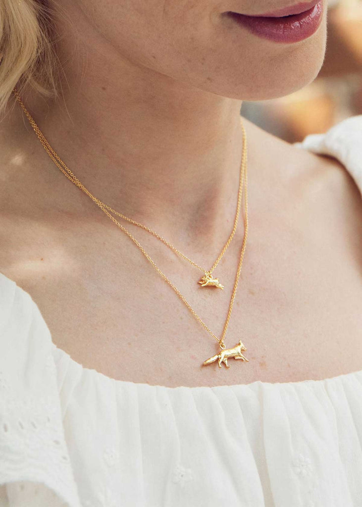 Alex Monroe Gold Plated Prowling Fox Necklace