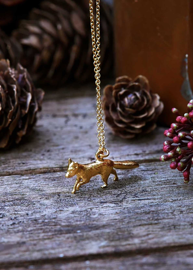 Alex Monroe Gold Plated Prowling Fox Necklace