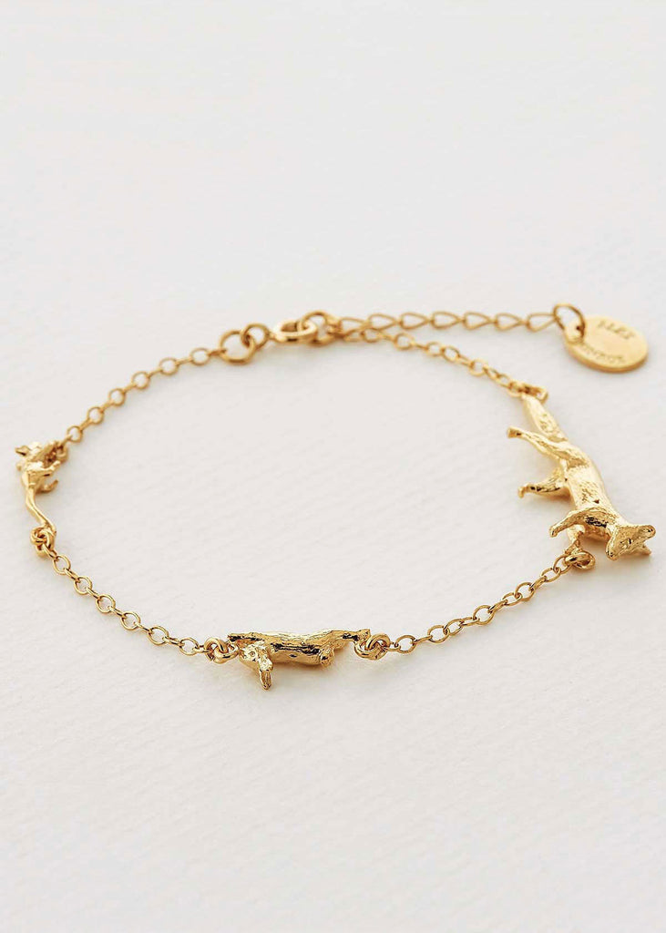 Alex Monroe Gold Plated Fox, Rabbit & Mouse Chase Bracelet