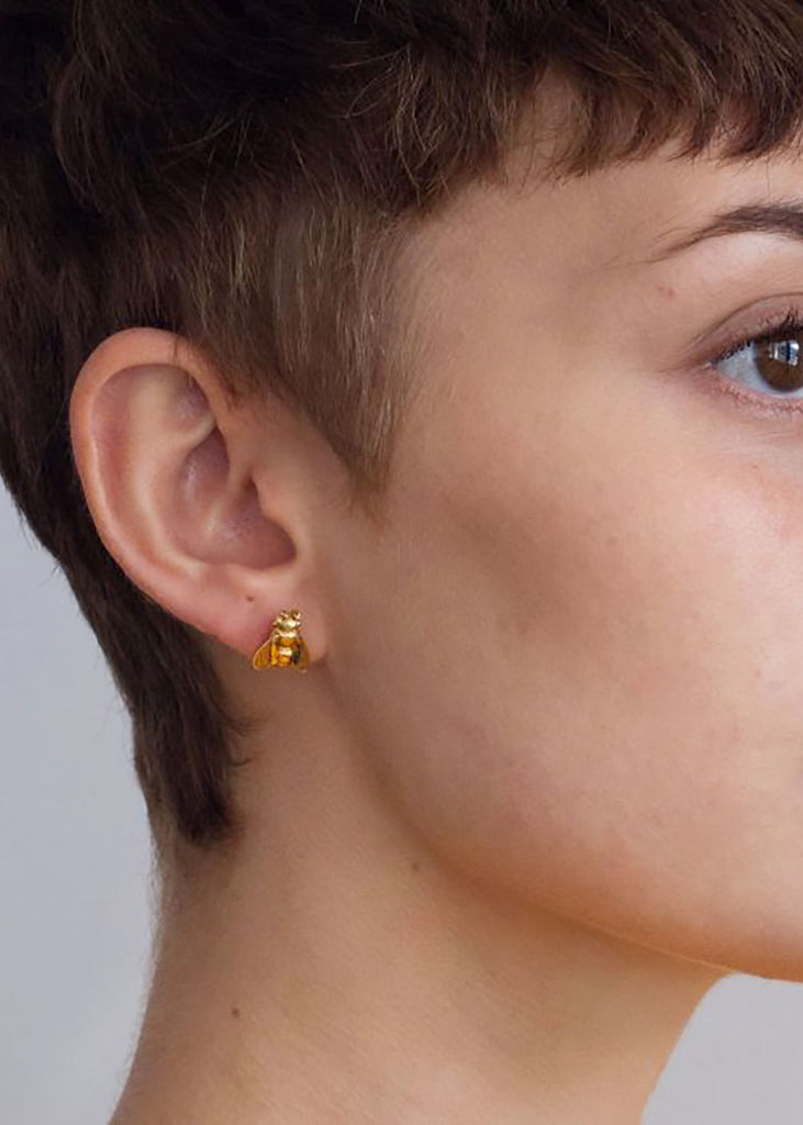 Alex Monroe Gold Plated Honey Bee Stud Earrings