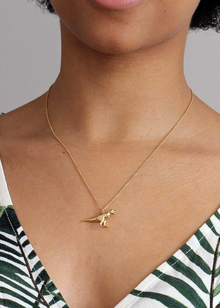 Alex Monroe Gold Plated Tyrannosaurus Rex Necklace