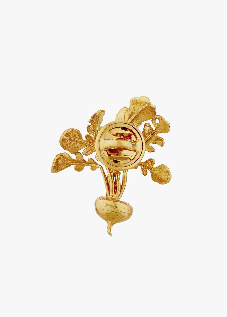 Alex Monroe Gold Plated Leafy Turnip Pin Brooch