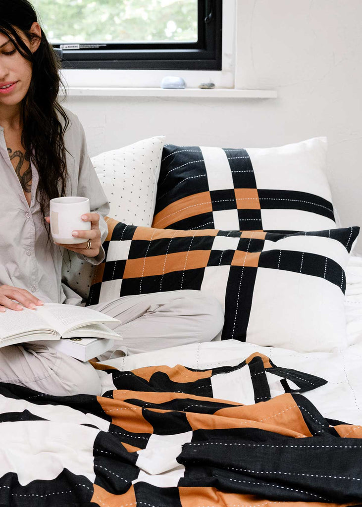 Anchal Project Caramel Patchwork pillow