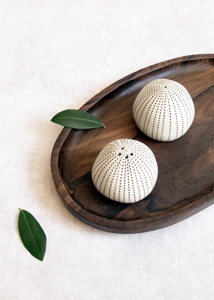 Pebble Salt & Pepper Shakers, Brown Dots
