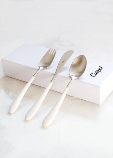 Cutipol Alice 3pc Place Setting, White / Brushed Steel