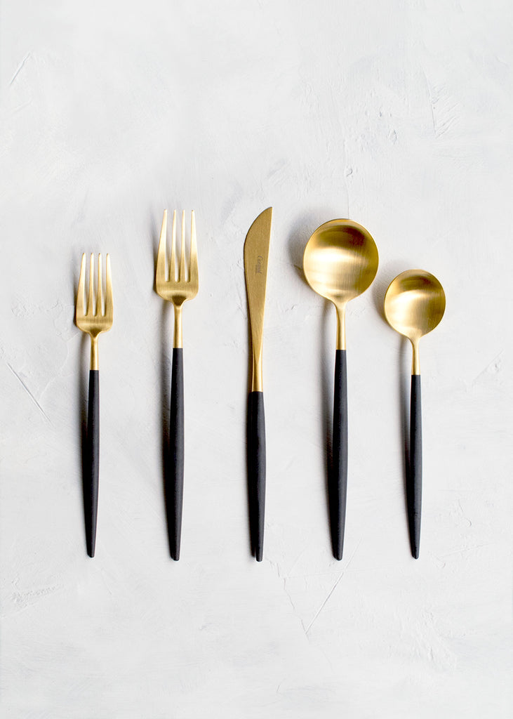 Cutipol Goa Flatware 5pc Set, Black & Gold