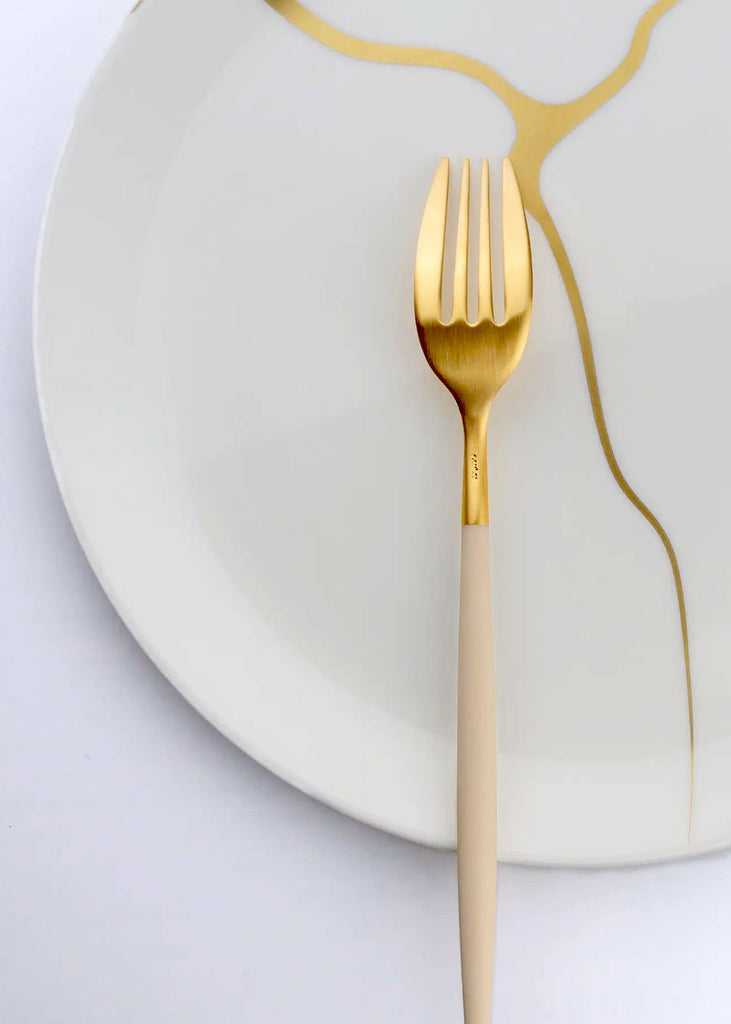 Cutipol Mio 5pc Place Setting, Ivory / Brushed Gold 