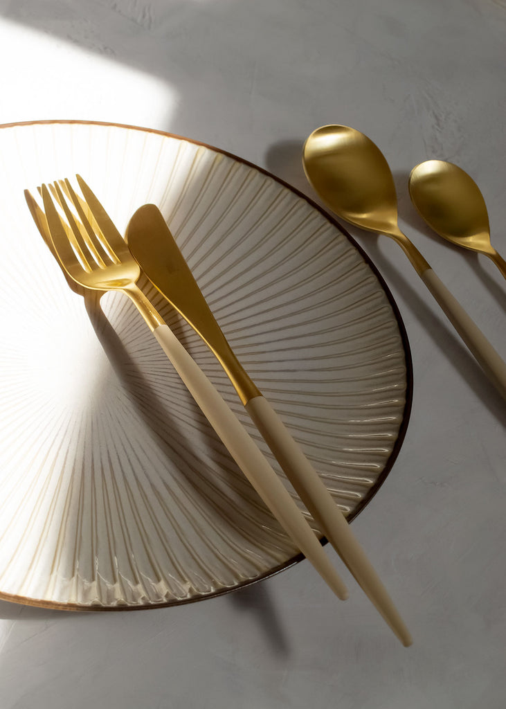 Cutipol Mio 5pc Place Setting, Ivory / Brushed Gold 