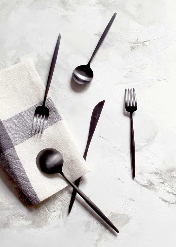 Cutipol Moon Flatware 5pc Set, Matte Black