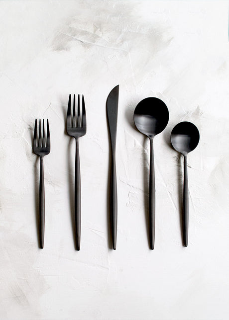 Cutipol Moon Flatware 5pc Set, Matte Black